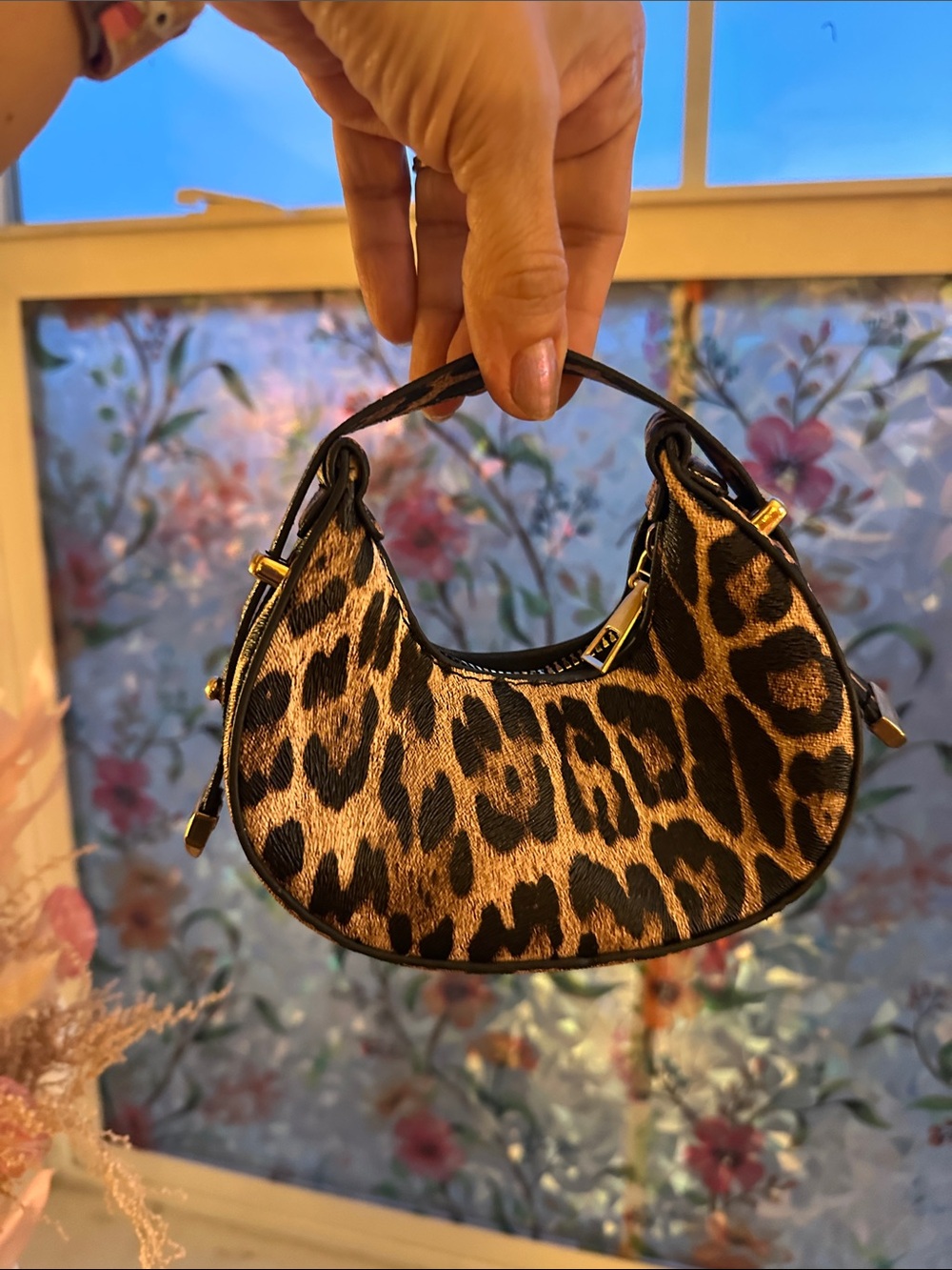 Leopard Print Micro Mini Hobo Bag Gold Hardware Bag Charm Y2K - Picture 12 of 17